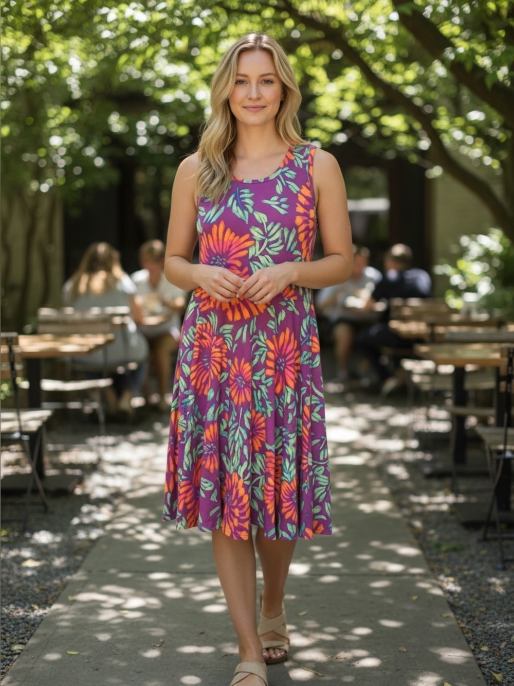 LuLaRoe ladies Purple Floral Nicki Tank Dress